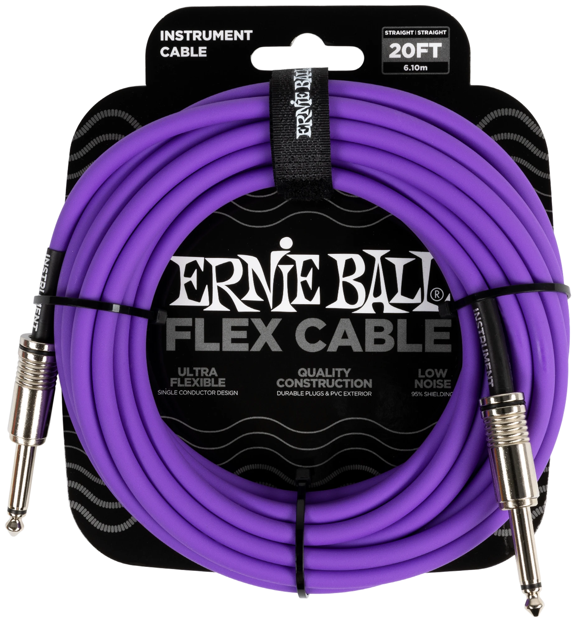 Ernie Ball Instrumentenkabel, Flex, gerade/gerade, Purple, 6.09m